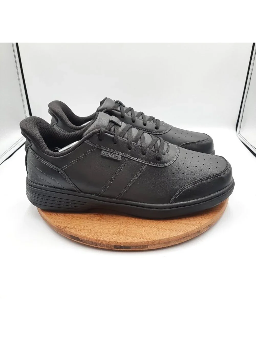 Orthofeet Pierre Mens Size 12 2E Wide Shoes Black Leather Hands Free Sneakers
